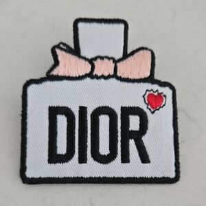 New Never used DIOR Miss Dior Brooch  black & white w/ pink embroidered DIOR PIN